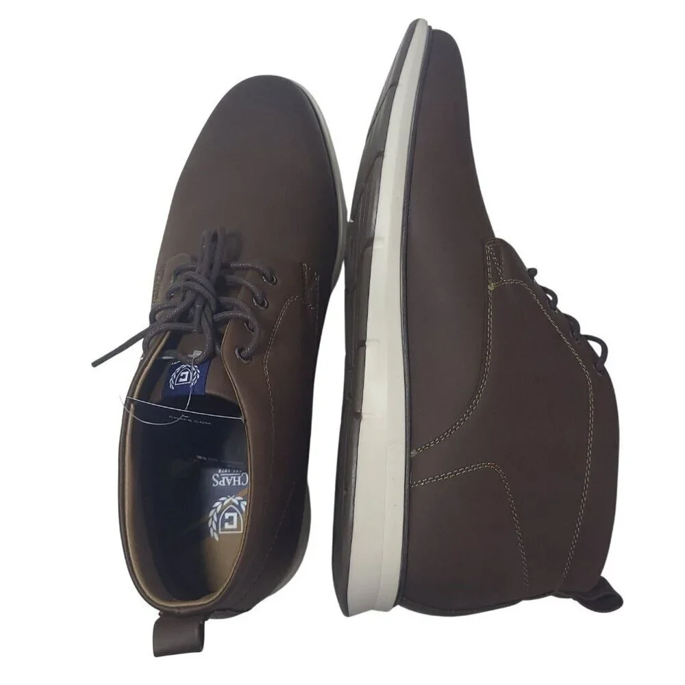 Men's Brown Lace Up Ankle Boots with Rubber Sole, Size 11.5 NWT.